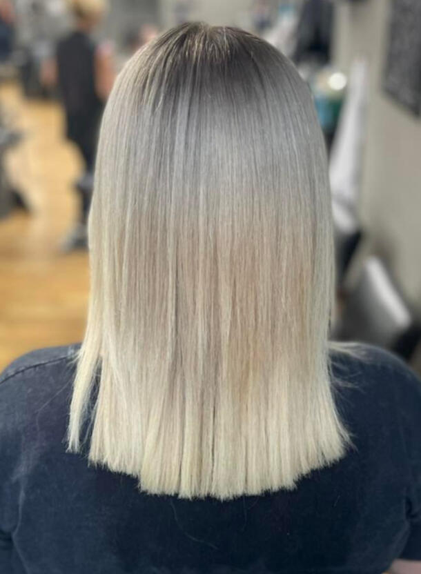 Long dirty blonde color repair and cut after 2