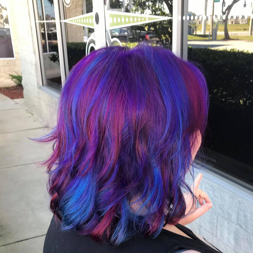 Multiple fantasy colors shoulder length