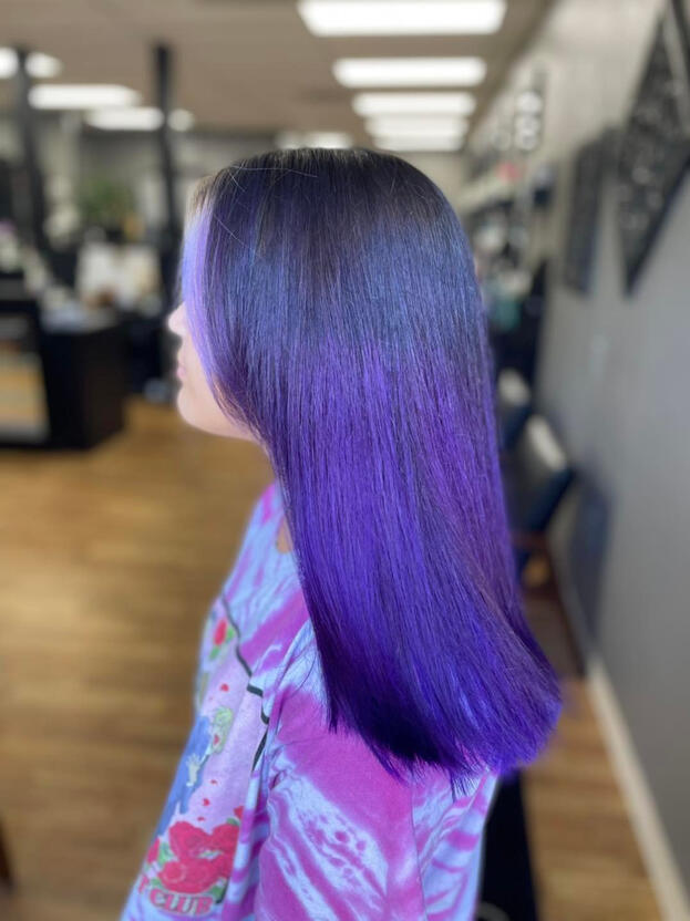 purple and black dual hair color